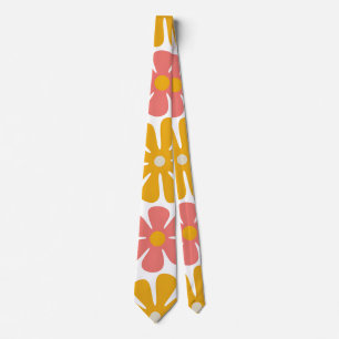 Retro 70er Jahre Groovy Folk Art Blumenmuster Krawatte