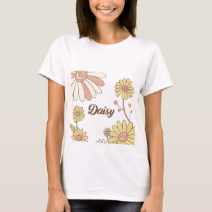 Retro 70er Jahre Groovy Gänseblümchen Blumen Perso T-Shirt