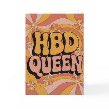 Retro 70er Jahre Groovy HBD Königin Geburtstagskar