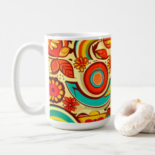 Retro 70er Jahre Groovy Herbst Elemente Muster Kaffeetasse