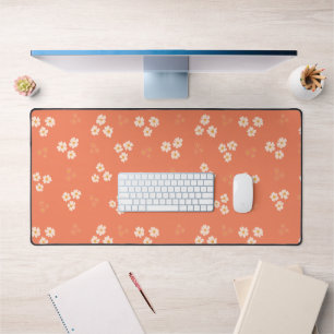 Retro 70er Jahre Groovy Orange Gänseblümchen Blume Schreibtischunterlage