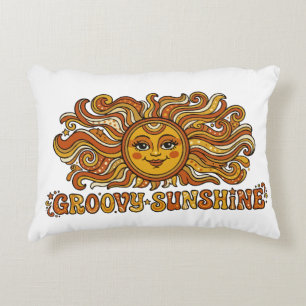 Retro 70er Jahre Groovy Sonnenschein Lächelnde Son Dekokissen