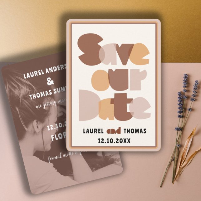 Retro 70er Jahre Kalligrafie Terrakotta Save the D Einladung (Von Creator hochgeladen)