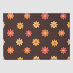 Retro 70er Jahre kleine orange gelbe rote Blumen  Seidenpapier
