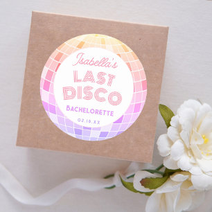 Retro 70er Jahre Rosa Disco-Kugel Junggesellinnena Runder Aufkleber