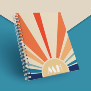 Retro 70er Jahre Starburst Sonnenaufgang Streifen  Notizblock