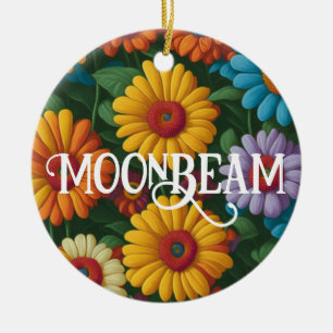 Retro 70er Jahre Stil bunte Gänseblümchen  Keramik Ornament