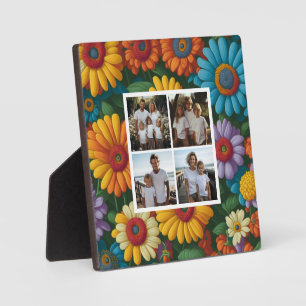 Retro 70er Jahre Stil farbenfrohe Blumen personali Fotoplatte