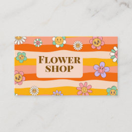 Retro 70er Jahre Süße Wellige Florale Blumenladen Visitenkarte