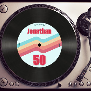 Retro 70er-Jahre-Thema 50. Geburtstagsmusik Vinyl- Einladung