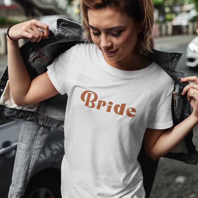 Retro 70er Jahre Themed Terrakotta Bride T - Shirt (Von Creator hochgeladen)
