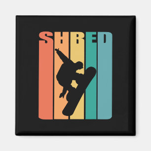 Retro 70er Jahre Vintage Snowboard-Shirt Snowboard Magnet