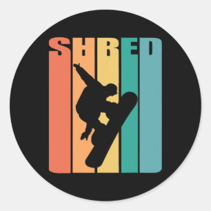Retro 70er Jahre Vintage Snowboard-Shirt Snowboard Runder Aufkleber