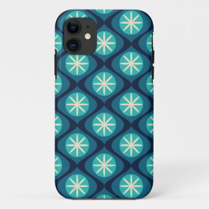 Retro-70er-Jahre-Wellen-Blumenmuster - blau Case-Mate iPhone Hülle