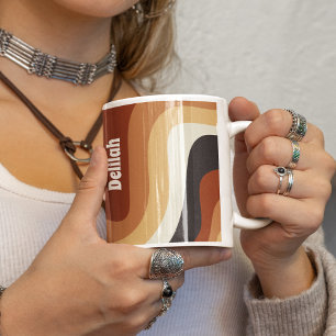 Retro 70er Jahre Wellige Orange Groovy Personalisi Kaffeetasse