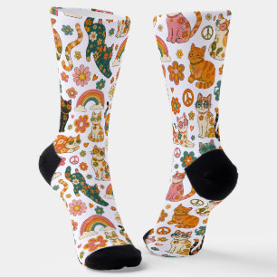 Retro 70er Katzen Groovy Katzen Socken Vintage