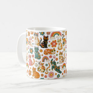 Retro 70er Katzen Tasse, Groovy Katze Kaffeetasse, Kaffeetasse