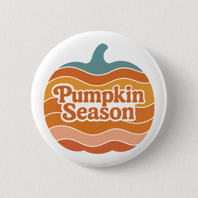 Retro 70er Kürbis-Saison Herbst Button (Vorderseite)