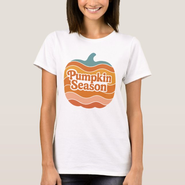 Retro 70er Kürbis-Saison Herbst T-Shirt (Vorderseite)