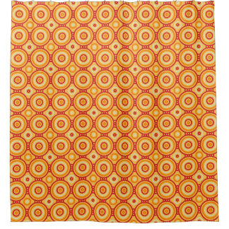 Retro 70er Linked Circles in Rot, Orange und Gelb Duschvorhang
