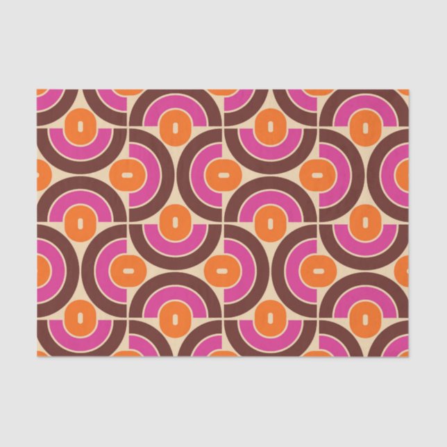 Retro 70er Mid Mod Geometric Muster Seidenpapier (Vorderseite)