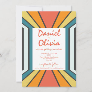 Retro-70er mit QR-Hochzeit Einladung