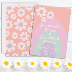 Retro 70er Moderne Pastel Wedding Einladung