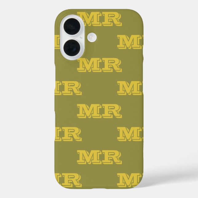 Retro 70er Monogram Initial Muster Green Yellow Case-Mate iPhone Hülle (Rückseite)