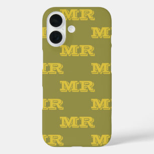 Retro 70er Monogramm Anfangsbuchstaben Muster Grün iPhone 16 Hülle