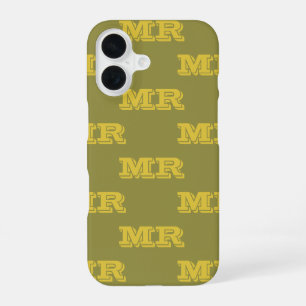 Retro 70er Monogramm Anfangsbuchstaben Muster Grün iPhone 16 Hülle