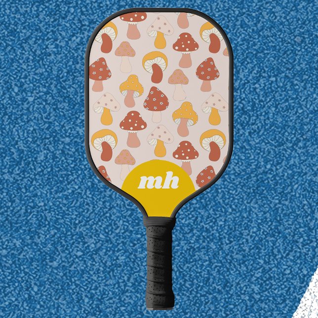 Retro 70er Mushroom Pastel Monogram Pickleball Schläger (Von Creator hochgeladen)