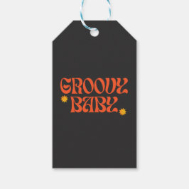 Retro 70er Mustard Orange Black Hippie Groovy Baby Geschenkanhänger