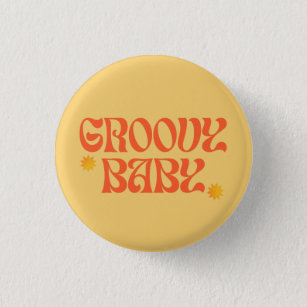 Retro 70er Mustard Orange Hippie Groovy Baby Button