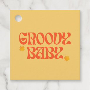 Retro 70er Mustard Orange Hippie Groovy Baby Geschenkanhänger