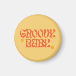 Retro 70er Mustard Orange Hippie Groovy Baby Magnet