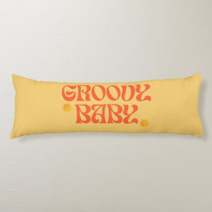 Retro 70er Mustard Orange Hippie Groovy Baby Seitenschläferkissen