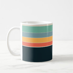 Retro 70er Navy Blau und Gelb Vintage gestreift Kaffeetasse