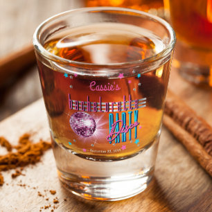 Retro 70er Neon-Look Disco-Kugel Junggesellinnenab Schnapsglas