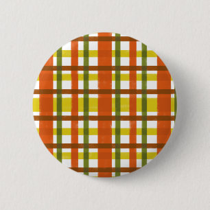 Retro 70er orange Gelb kariert Button
