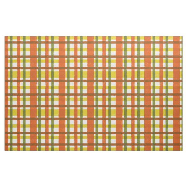Retro 70er orange Gelb kariertes Funky Stoff (Fat Quarter (45,7 x 55,9 cm))