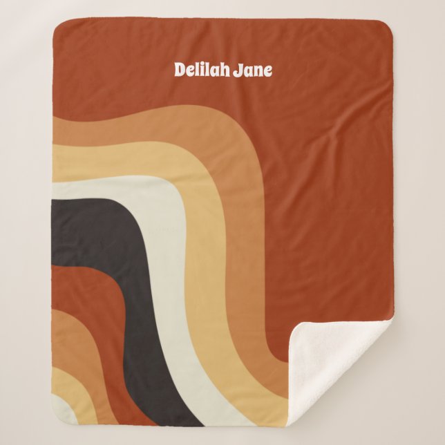 Retro 70er Orange Groovy Hippie Personalisiert Sherpadecke (Vorderseite)