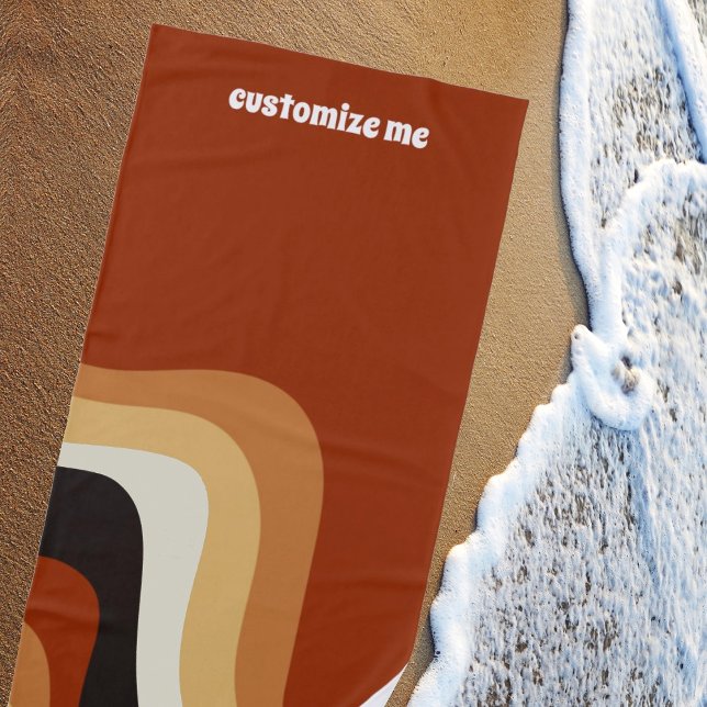 Retro 70er Orange Groovy Hippie Personalisiert Strandtuch (Von Creator hochgeladen)
