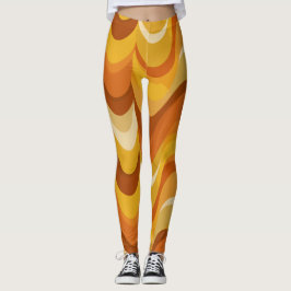 Retro 70er Orange Senfwelle abstraktes Muster Leggings
