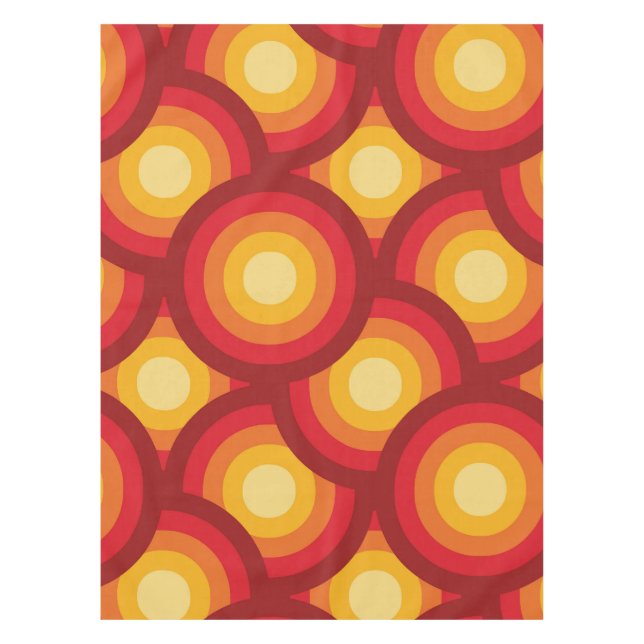Retro 70er Orange Yellow Circles Muster Tischdecke (Vorderseite)