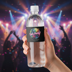 Retro 70er Party Disco Kugel Glanz Glamour Hochzei Wasserflaschenetikett