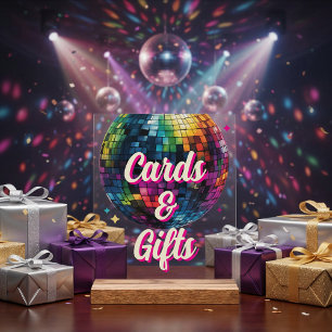 Retro 70er-Party Disco-Kugel Hochzeitskarten & Ges Acrylschild