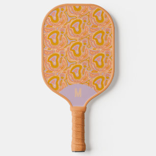 Retro 70er Pastell-Lila-Topographie  Pickleball Schläger