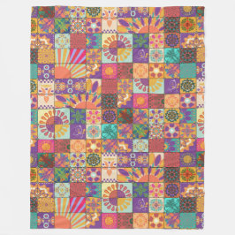 Retro 70er Patchwork Fleece Blanket