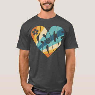 Retro 70er Peace Sunflower Groovy Herz Niedlich Vi T-Shirt