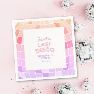 Retro 70er Pink Disco Ball Bachelorette Serviette